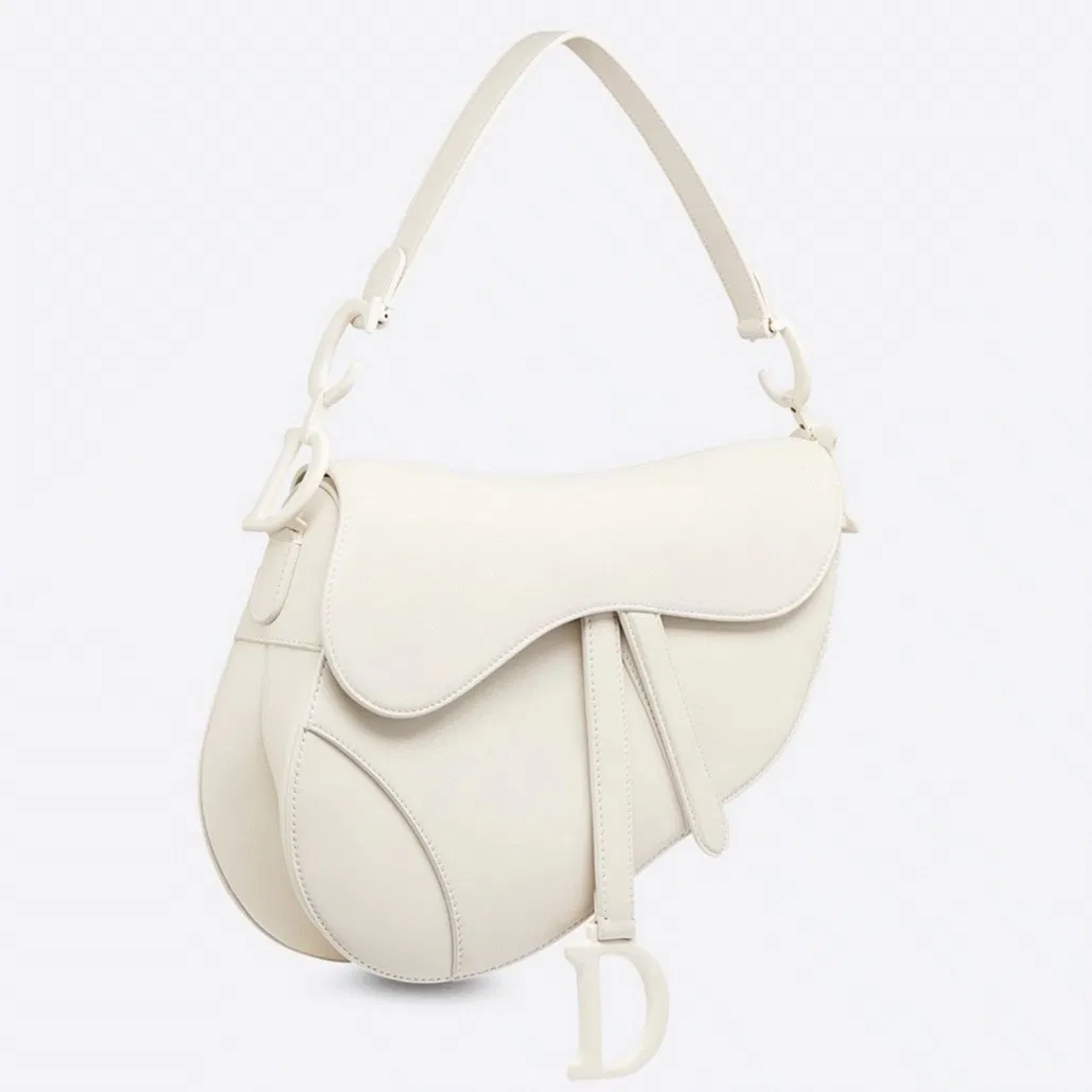 Dior Saddle Bag in White Ultramatte Calfskin