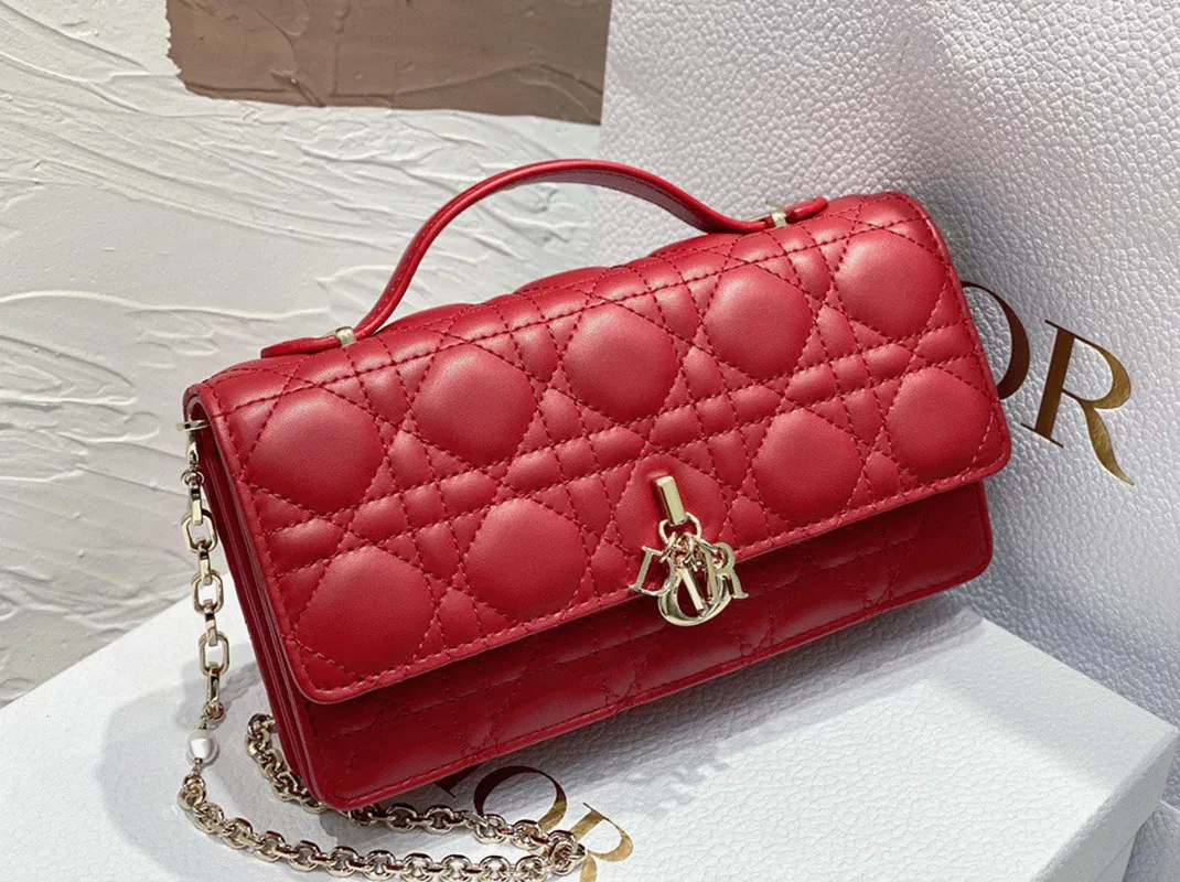 Dior Miss Dior Mini Bag Knockoff in Red Cannage Lambskin — image 8