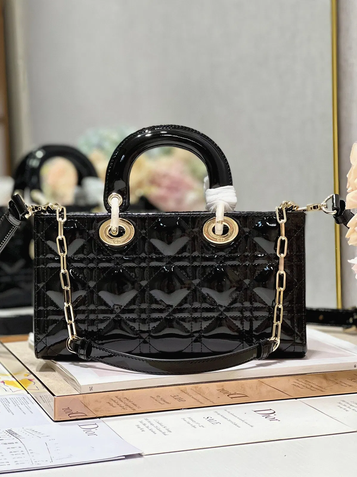 Dior Lady D-Joy Medium Bag in Black Patent Cannage Calfskin — image 5