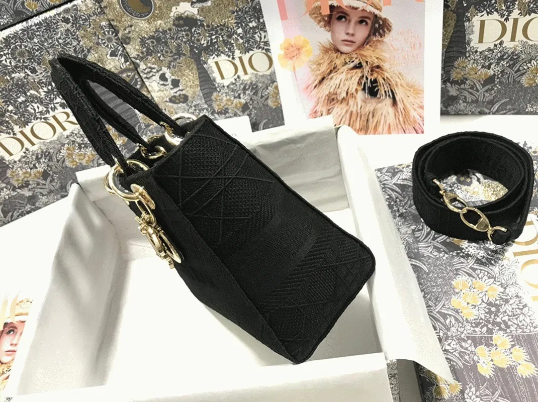 Dior Lady D-Lite Medium Bag in Black Cannage Embroidered Canvas — image 5