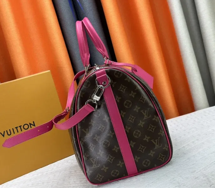 Louis Vuitton Monogram Macassar Canvas Keepall Bandouliere 50 In Pondichery Pink — image 4