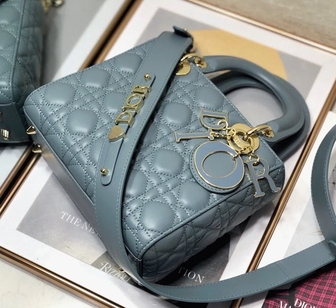 Dior Small Lady Dior My ABCDior Bag in Blue Cannage Lambskin — image 3