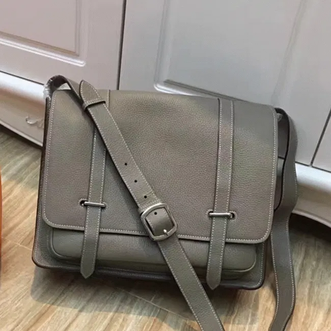 Grey Luxury Hermes Steve Messenger Bag