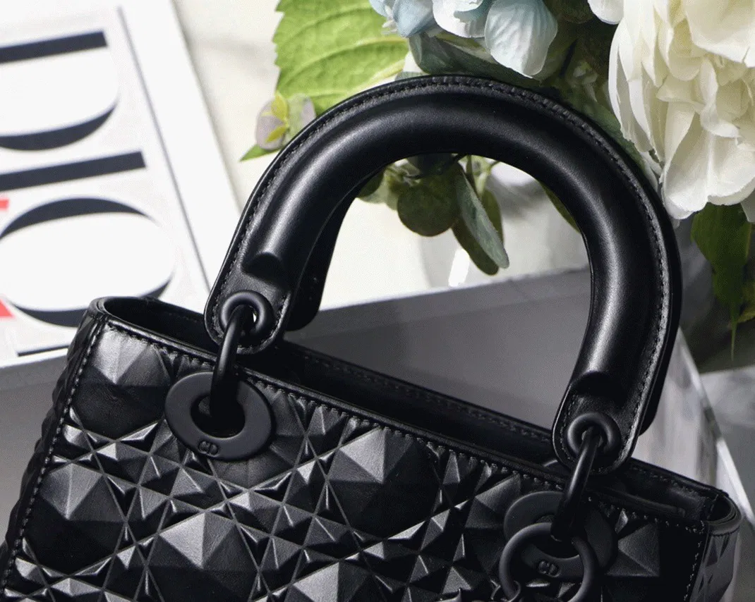 Dior Small Lady Dior My ABCDior Bag in Black Calfskin with Diamond Motif — image 7