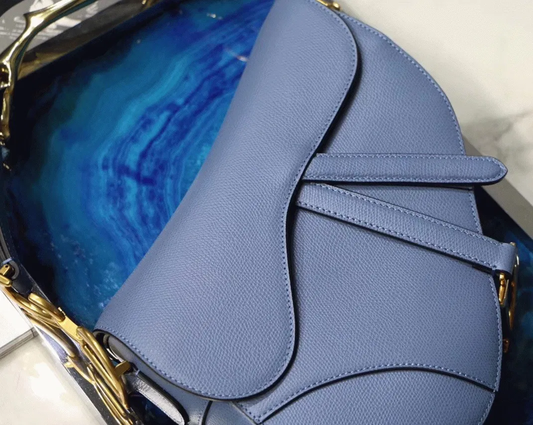 Dior Saddle Bag Knockoff in Denim Blue Grained Calfskin — image 3