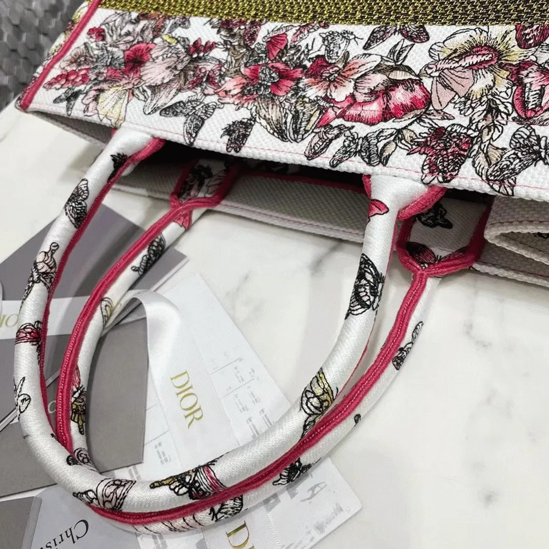 Dior Medium Book Tote Bag in Multicolor Butterfly Embroidery — image 2