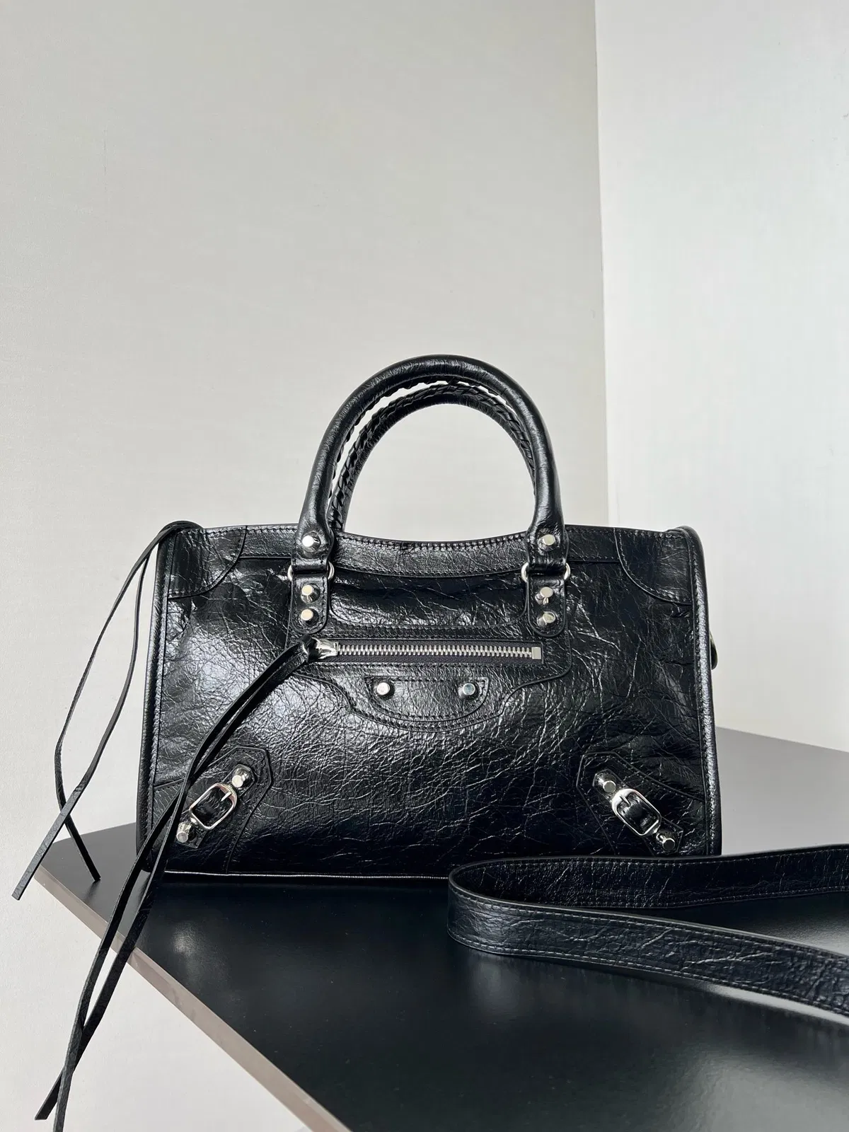 Knockoff Balenciaga Le City Small Bag Black Arena Lambskin — image 8