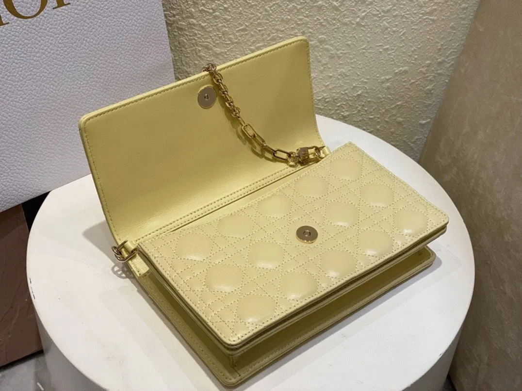 Dior Miss Dior Top Handle Bag Knockoff in Pastel Yellow Cannage Lambskin — image 3