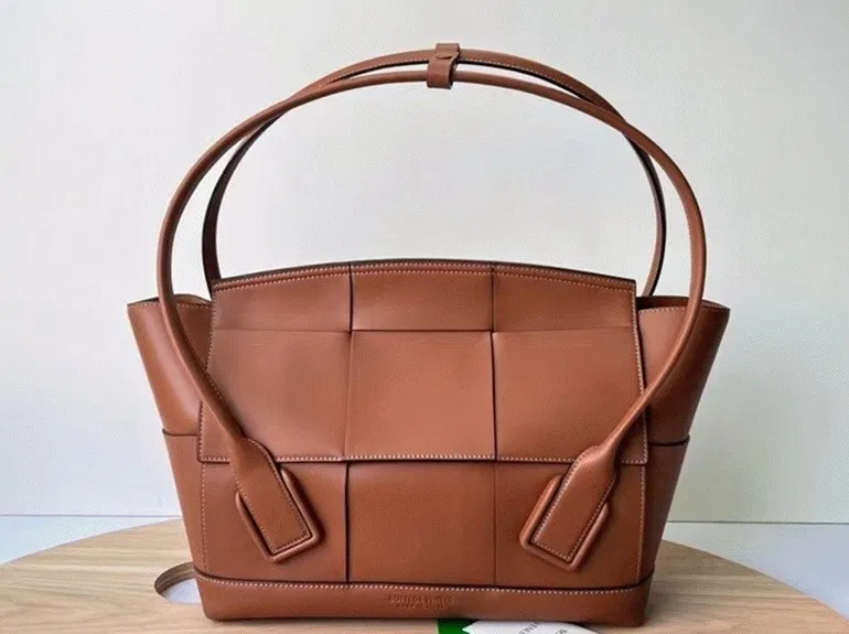 Top Quality Bottega Veneta Arco Small Bag In Caramel Intrecciato Calfskin