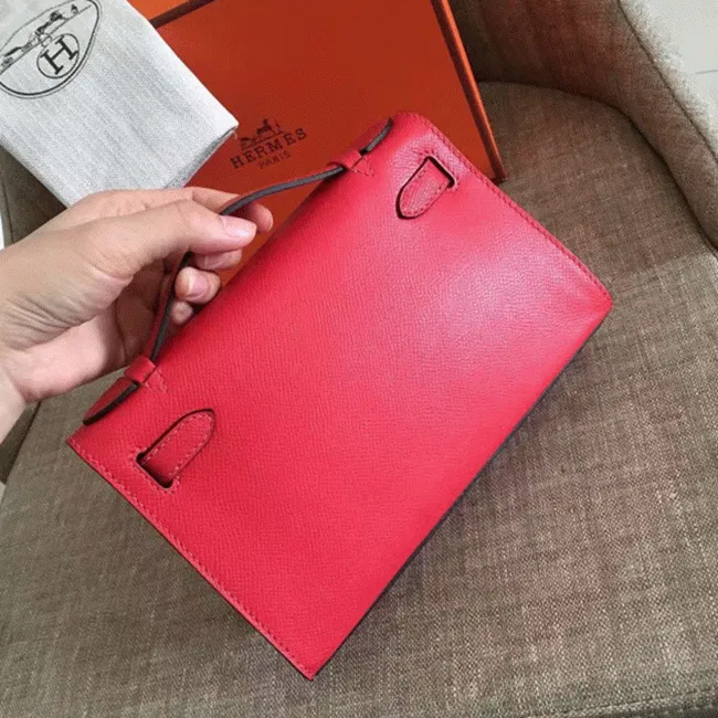 Hermes Red Epsom Designer Kelly Pochette Classic Purse — image 2