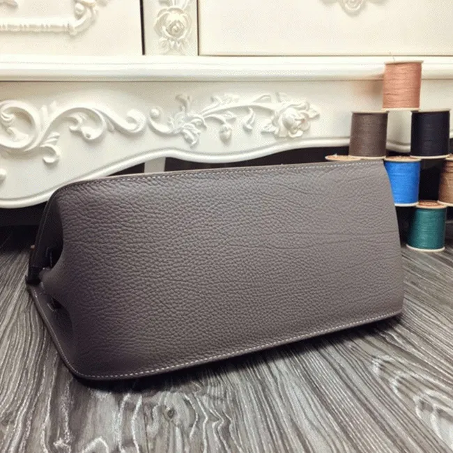 Large grey knockoff Hermes Jypsiere 31cm handbag — image 2