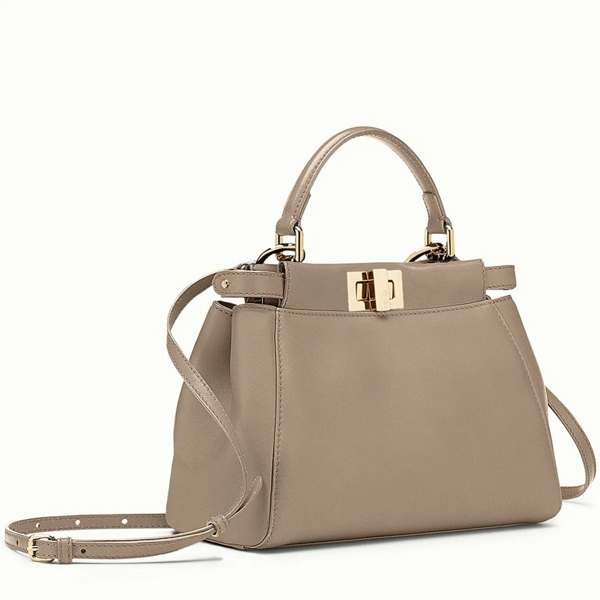 Top Quality Fendi Peekaboo Mini Bag In Dove Grey Nappa Leather