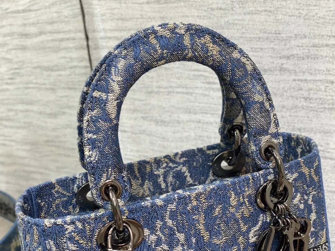 Dior Lady D-Lite Medium Bag in Blue Brocart Denim-Effect Embroidery — image 2