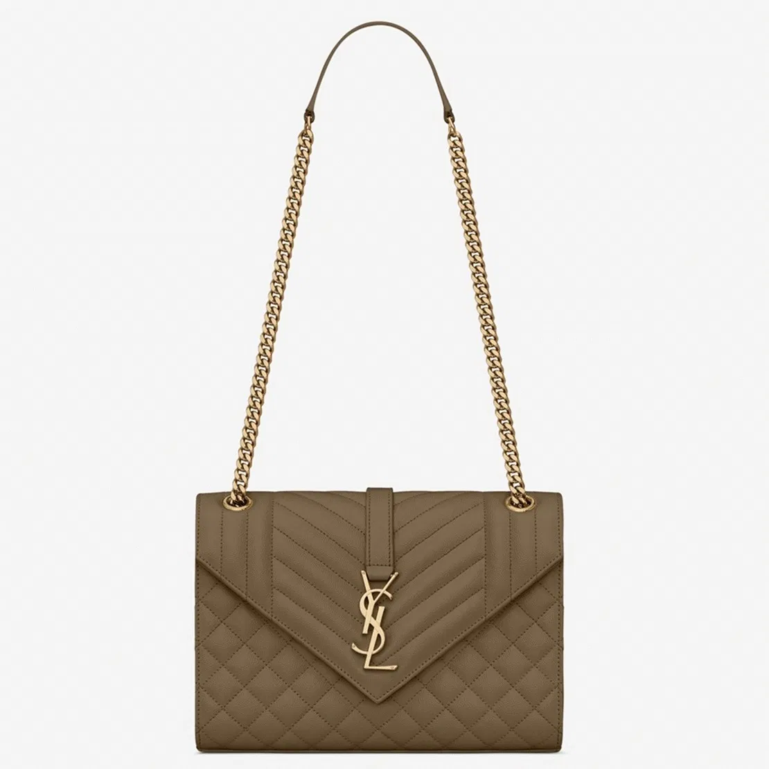 Saint Laurent Envelope Medium Bag Khaki