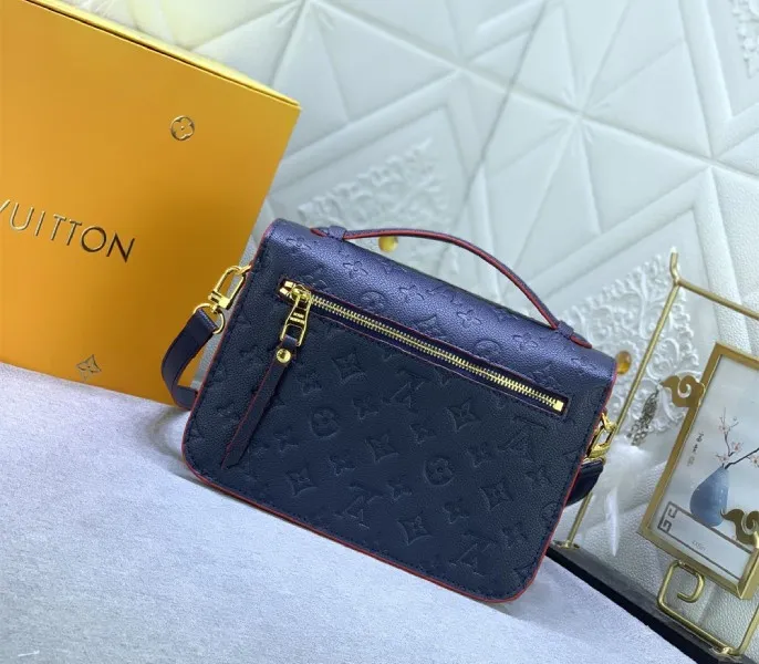 LV Monogram Empreinte Leather Metis In Navy Blue And Red — image 3