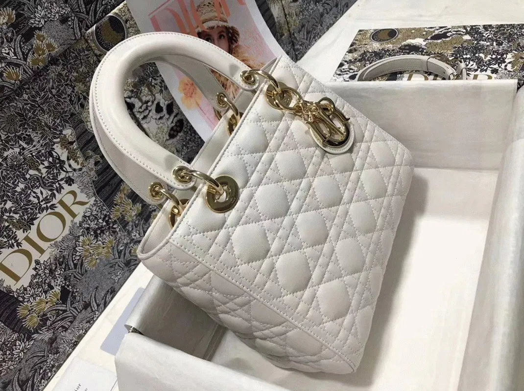 Dior Lady Dior Medium Bag in White — image 8