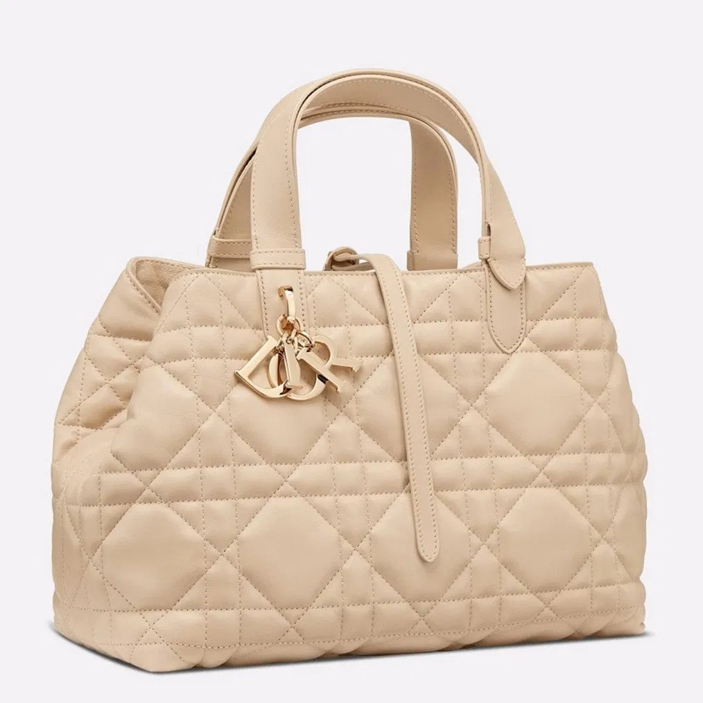 Dior Toujours Medium Bag Knockoff in Beige Macrocannage Calfskin