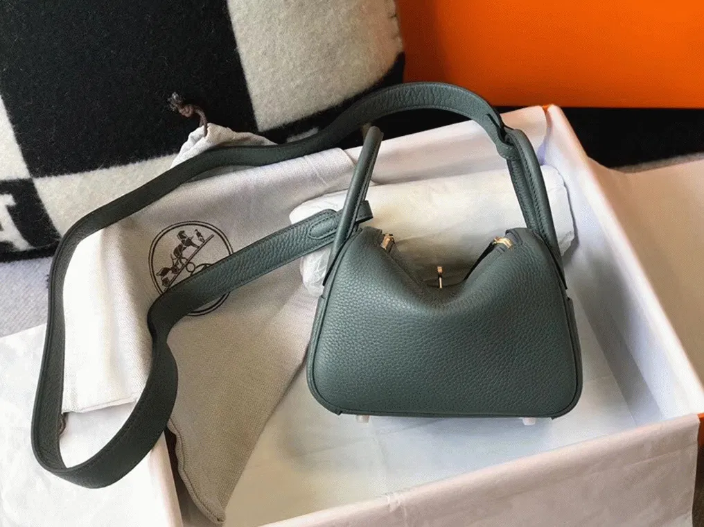Best Hermes Lindy Mini handbag in vert amande — image 8