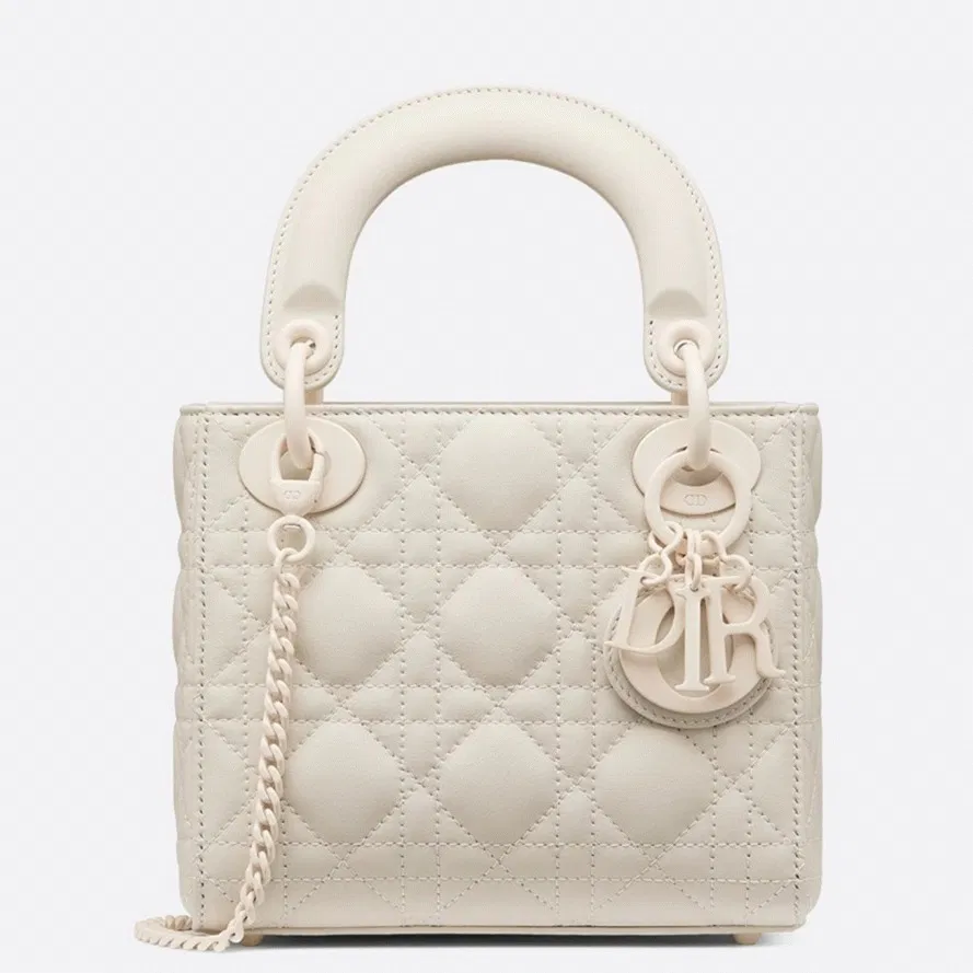 Dior Lady Dior Mini Chain Bag in White