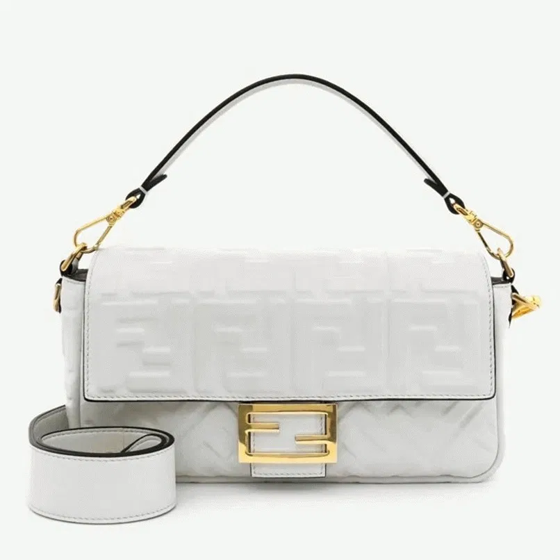Top Quality Knockoff Fendi Medium Baguette Bag In White FF