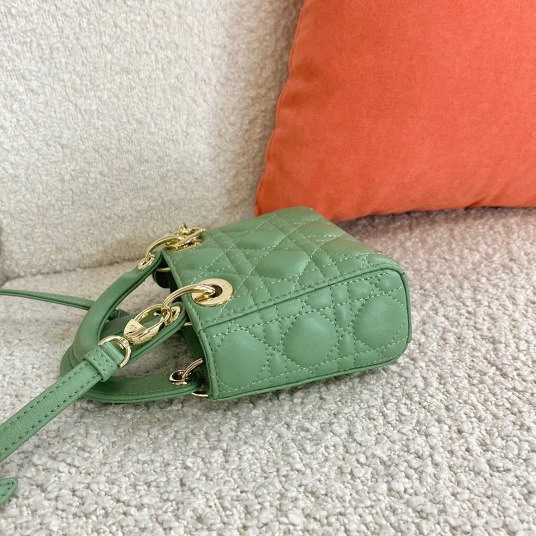 Dior Lady Dior Micro Bag Knockoff in Mint Cannage Lambskin — image 3