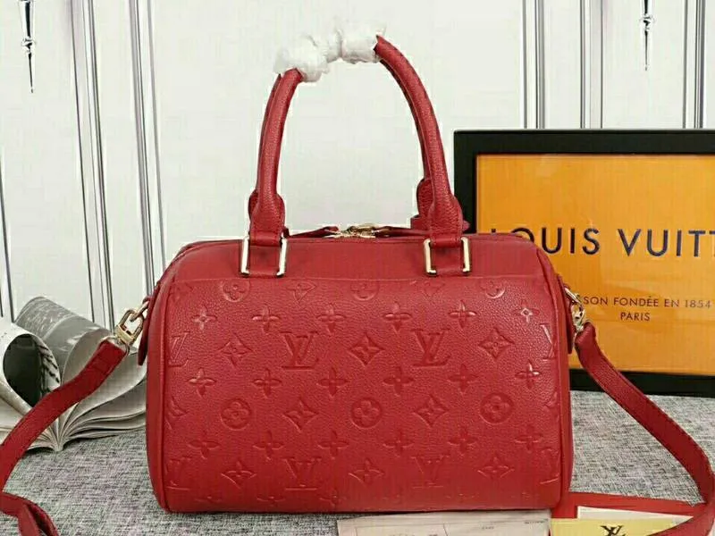 Louis Vuitton Monogram Empreinte Speedy Bandouliere 25 Handbag In Red — image 3