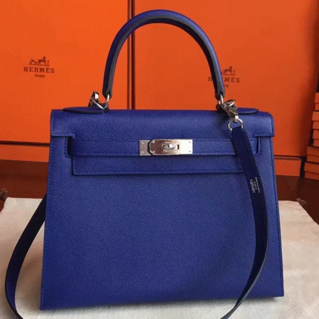Blue Electric Epsom Discount Hermes Kelly Sellier 28cm Fashion Tote