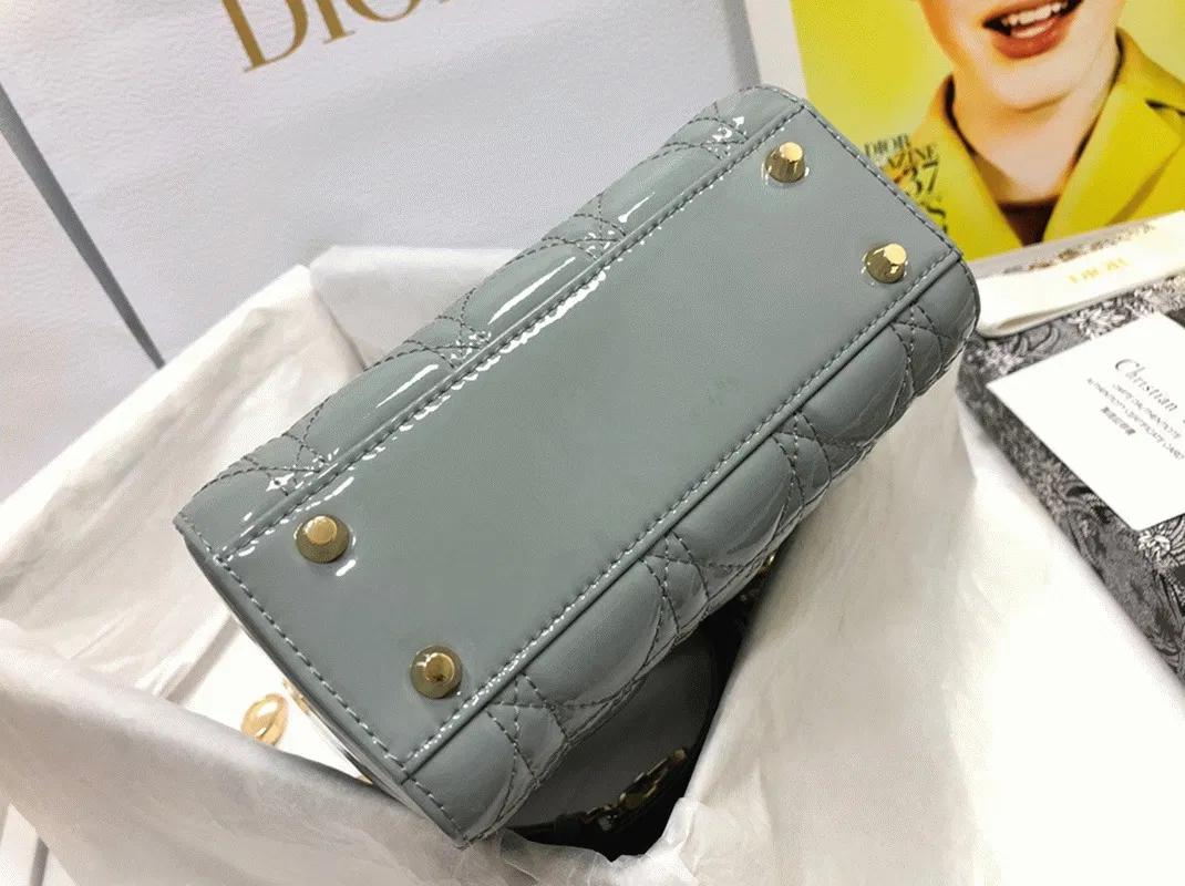 Dior Lady Dior Mini Chain Bag with Chain in Grey — image 5