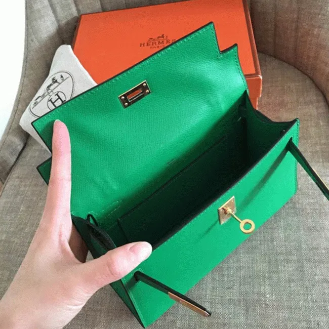 Bamboo Epsom Knockoff Hermes Kelly Pochette Nature-Tone Bag — image 7
