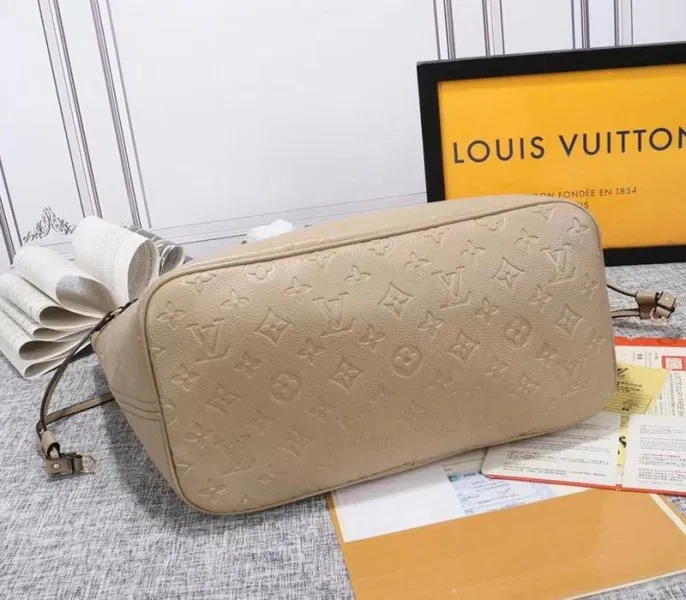 Louis Vuitton Monogram Empreinte Neverfull MM Tote In Beige — image 5