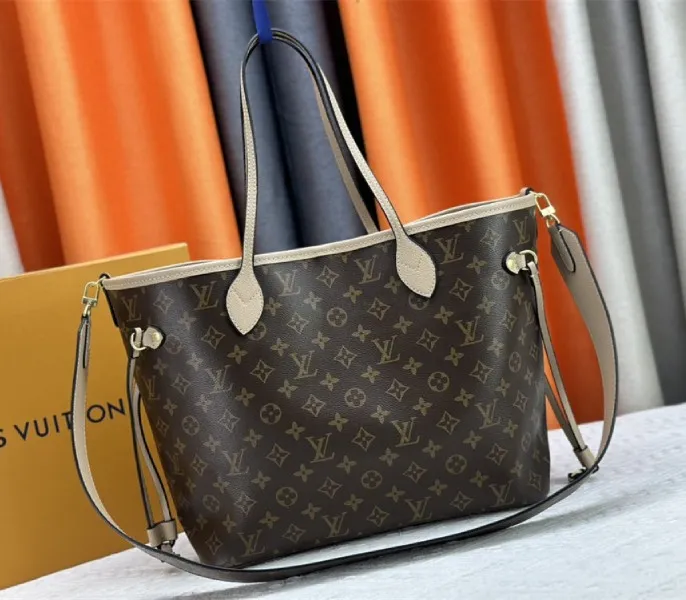 Louis Vuitton Neverfull Bandouliere Inside Out MM Tote In Monogram Canvas And Beige Textile And Leather — image 4