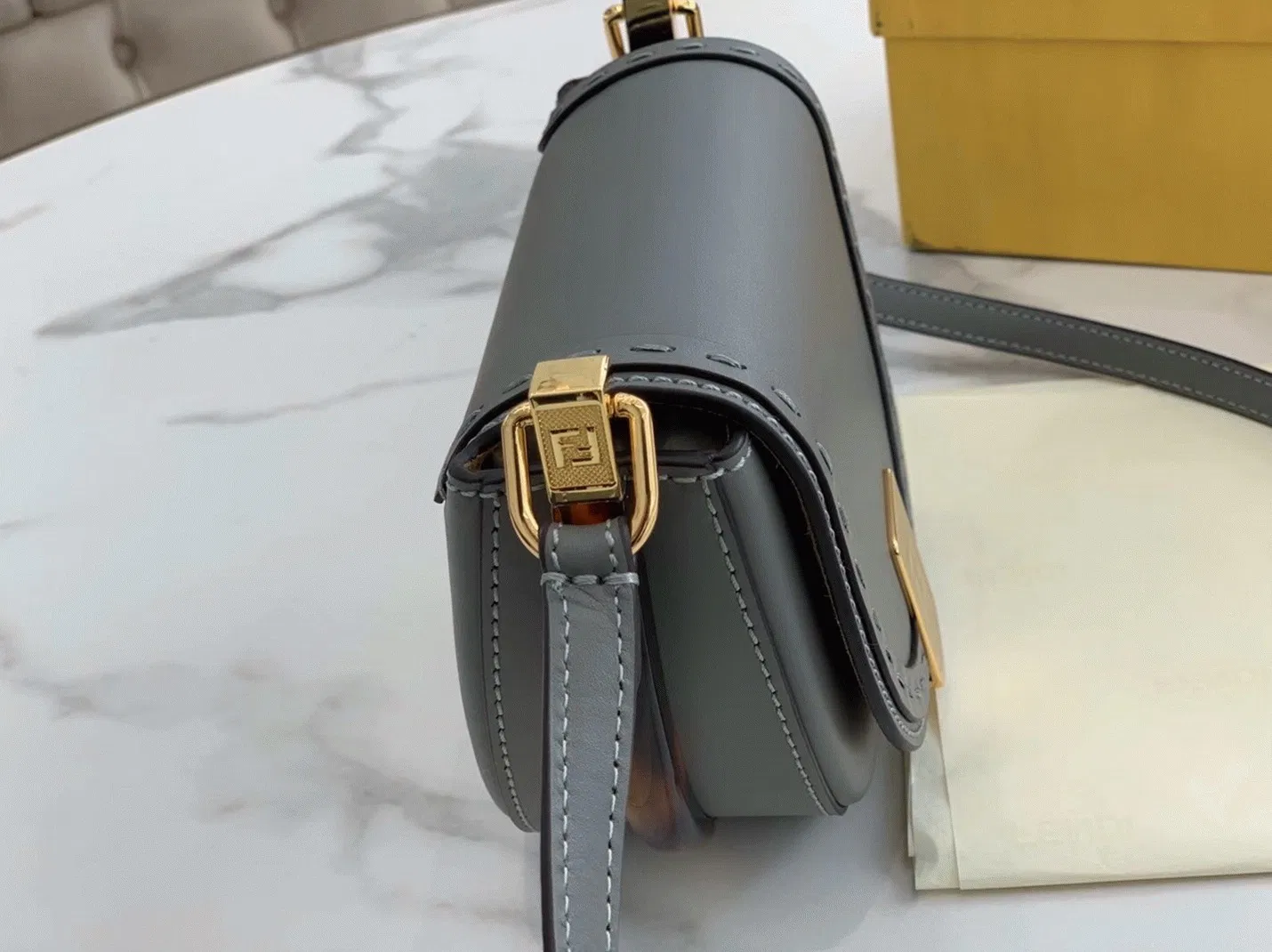 Top Quality Fendi Moonlight Saddle Bag In Grey Calfskin — image 7