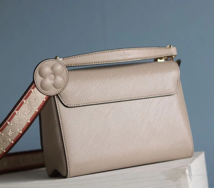 Louis Vuitton Epi Leather Twist MM Handbag In Galet Gray With Embroidered Strap — image 5