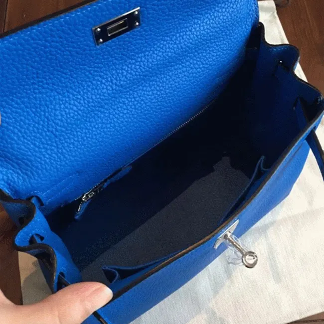 Blue Clemence Hermes Kelly 25cm Chic Tote — image 8