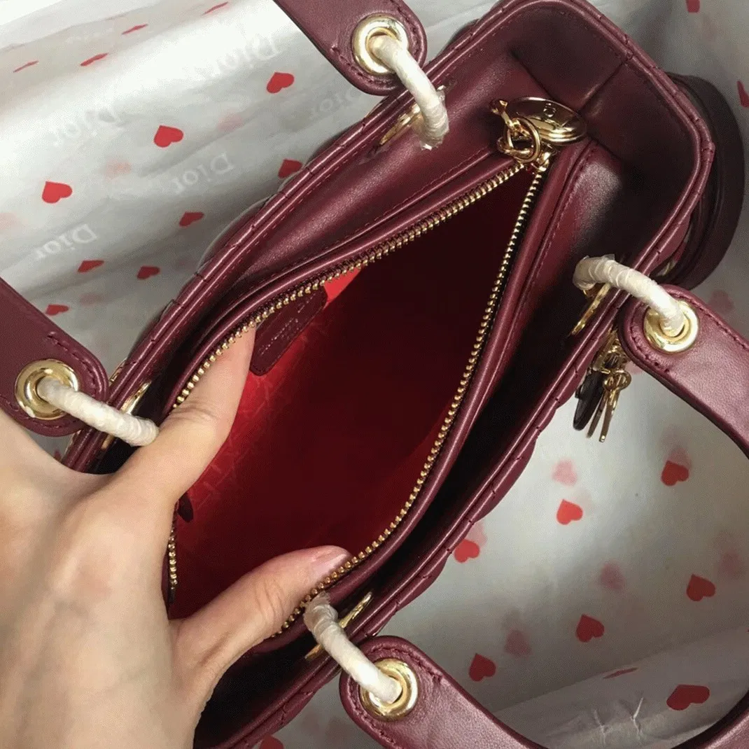 Dior Lady Dior Medium Bag in Bordeaux Lambskin — image 3