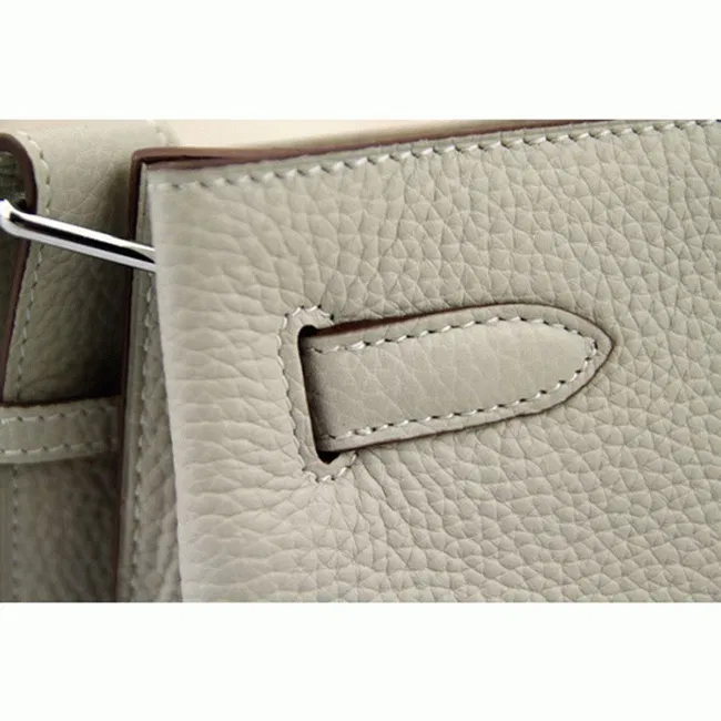 White Leather Knockoff Hermes So Kelly 22cm Clean Style Shoulder Bag — image 7