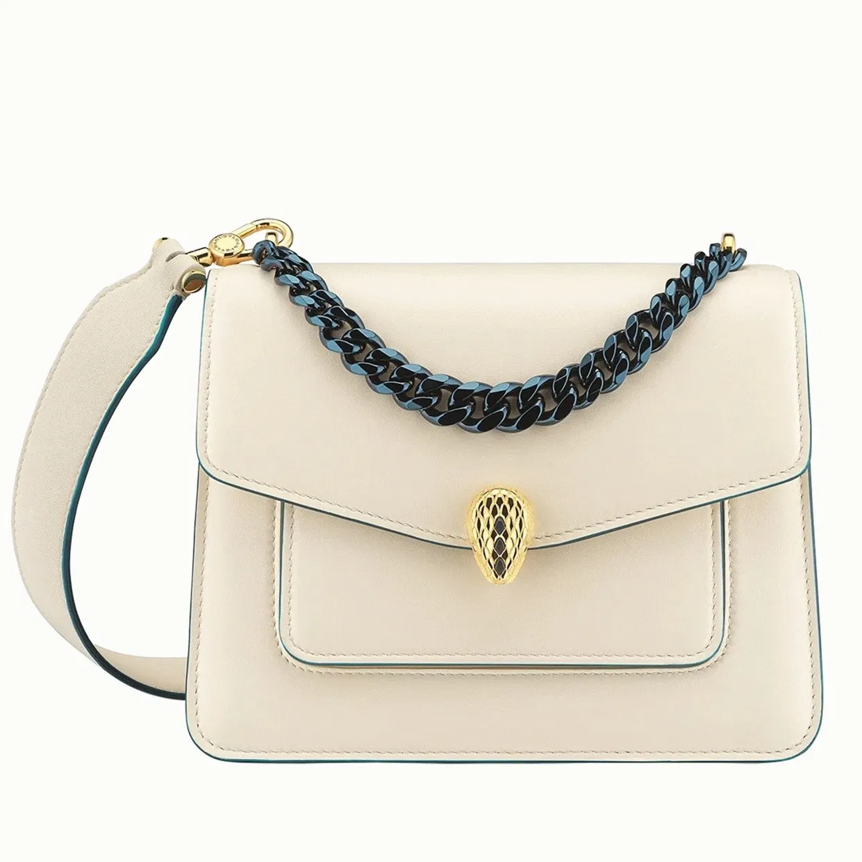Bvlgari Serpenti Forever Small Crossbody Bag with Chain Ivory