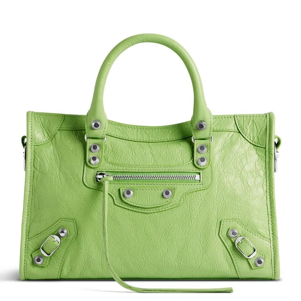 Knockoff Balenciaga Le City Small Bag Green Arena Lambskin