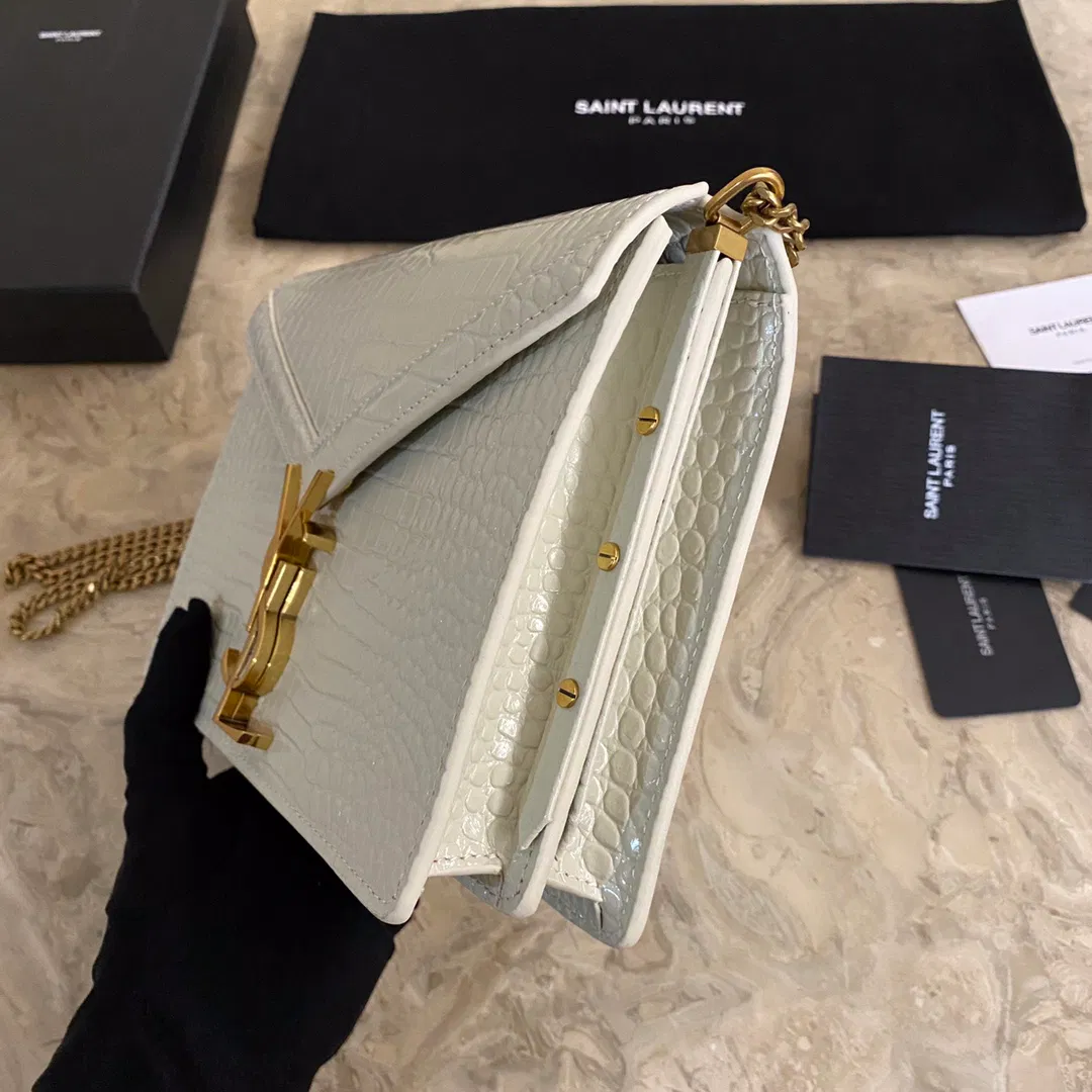 CASSANDRA MONOGRAM CLASP BAG IN CROCODILE EMBOSSED SHINY LEATHER — image 5
