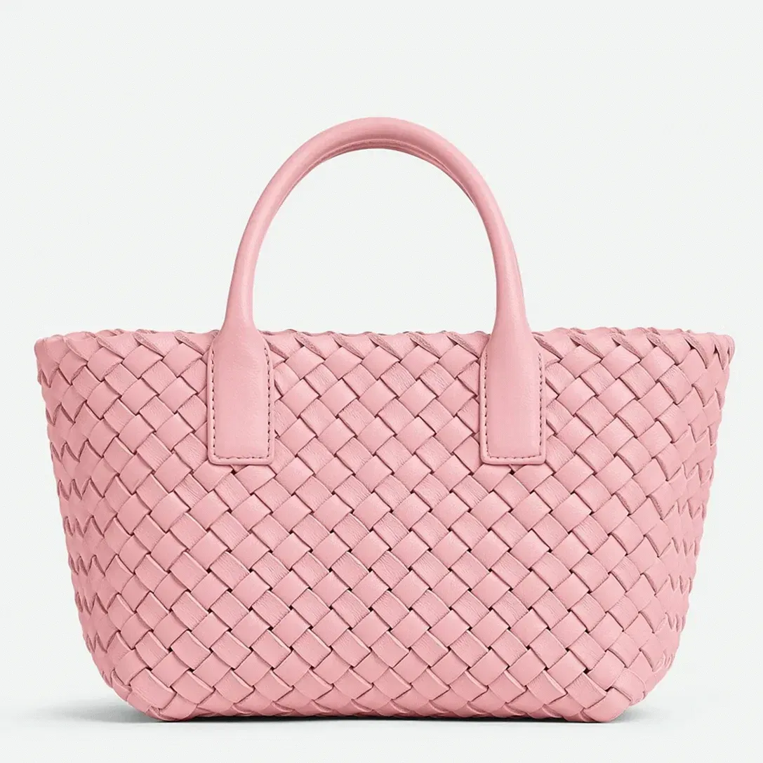 Top Quality Bottega Veneta Cabat Mini Bag In Pink Intrecciato Lambskin