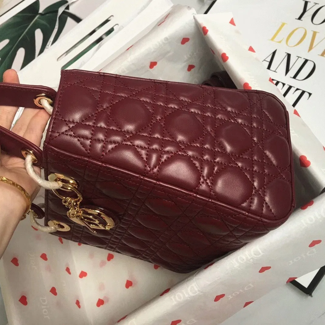 Dior Lady Dior Medium Bag in Bordeaux Lambskin — image 2