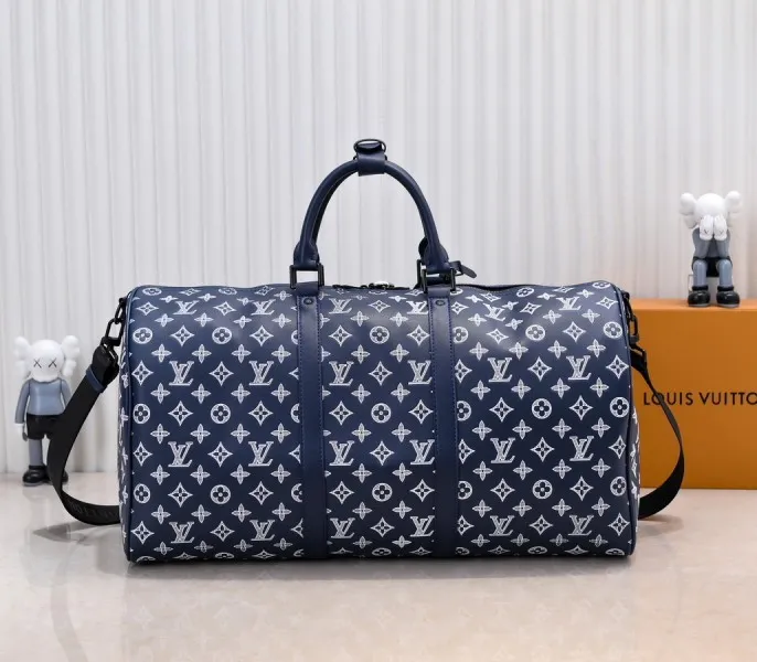 LV Monogram Shadow Keepall Bandouliere 50 In Navy Blue — image 3