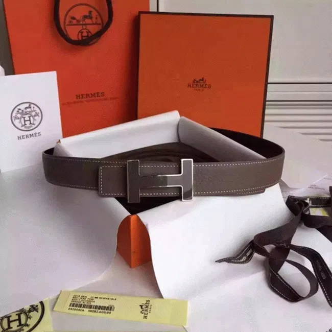 Hermes Kits belt in grey epsom with Constance buckle