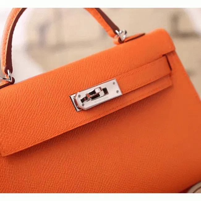 Orange Epsom Luxury Hermes Kelly Mini II 20cm Handbag — image 4