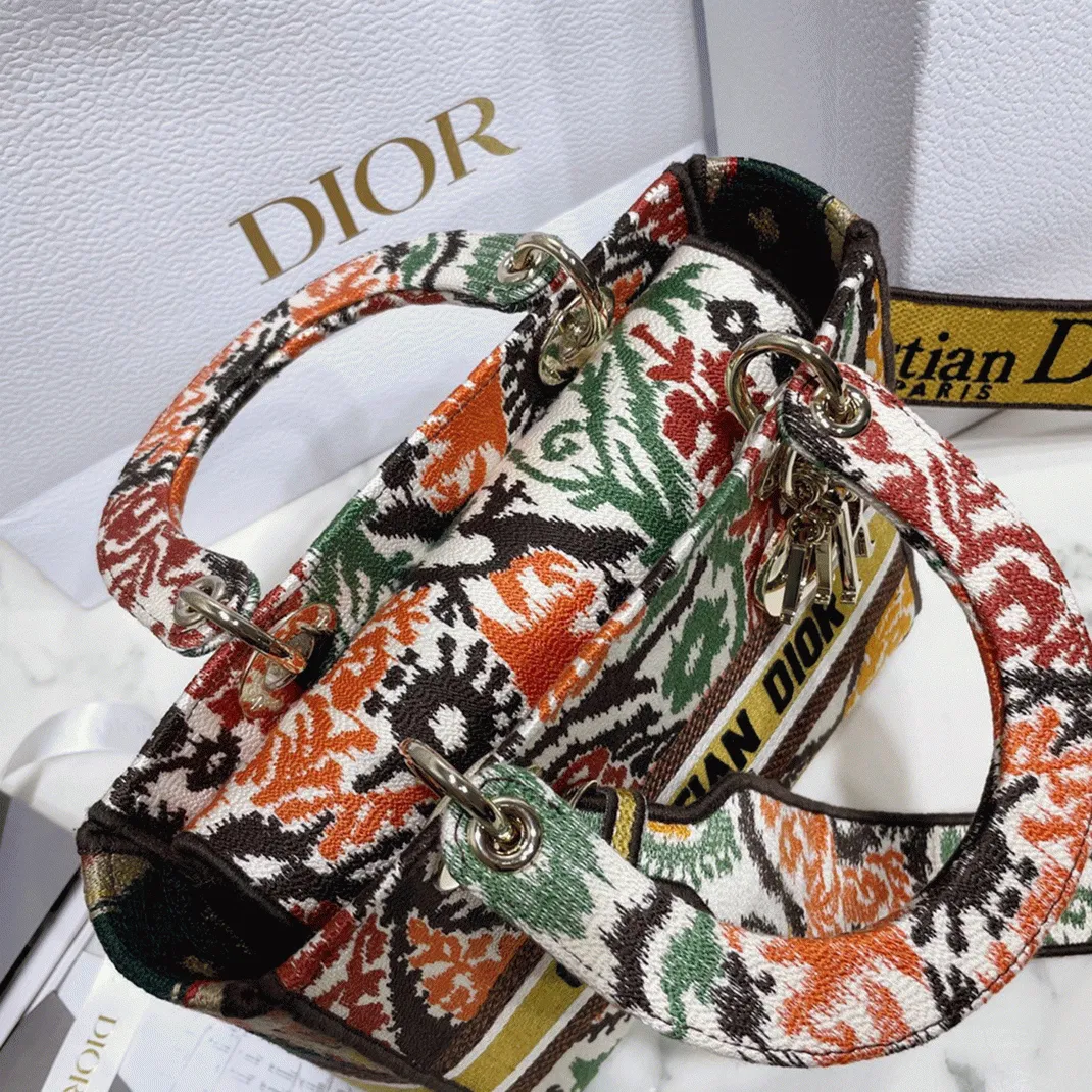 Dior Lady D-Lite Medium Bag in Yellow Dior Paisley Embroidery — image 2