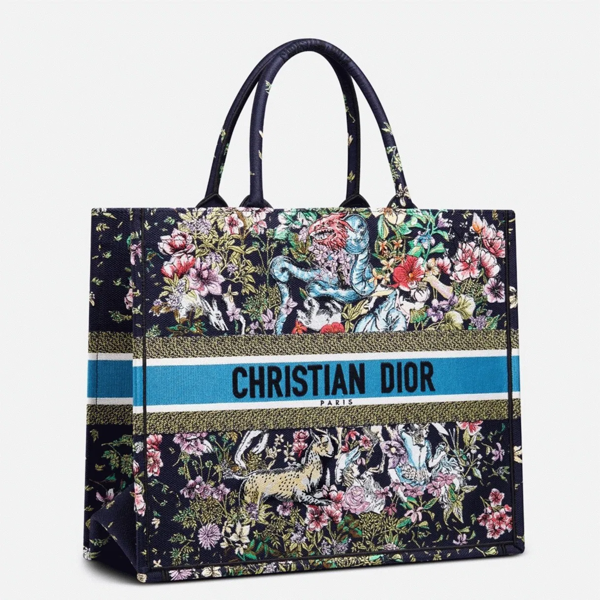 Dior Large Book Tote Bag in Blue D-Constellation Embroidery