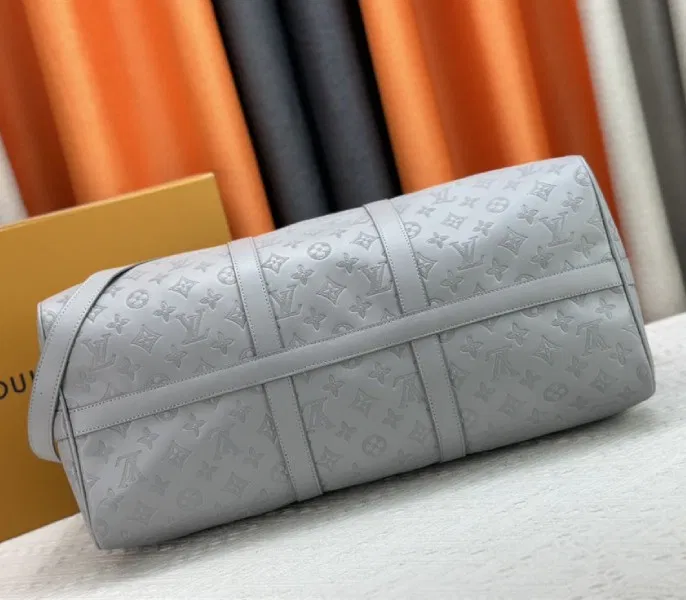 Louis Vuitton Monogram Shadow Leather Keepall Bandouliere 50 With Leather Strap In Anthracite Gray — image 5