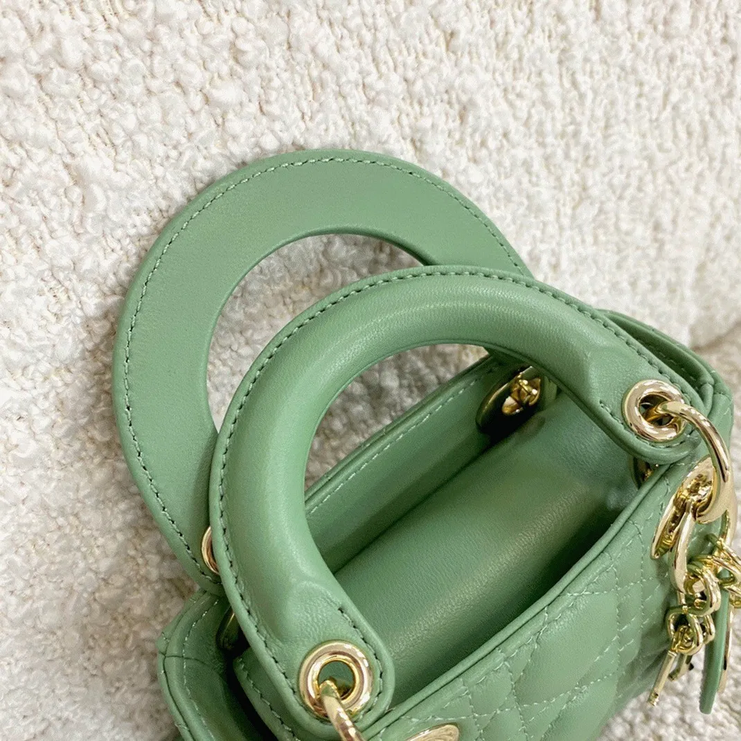 Dior Lady Dior Micro Bag Knockoff in Mint Cannage Lambskin — image 8