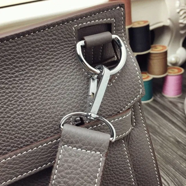 Large grey knockoff Hermes Jypsiere 31cm handbag — image 8