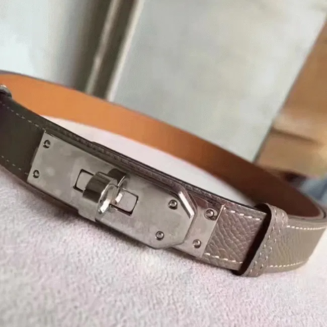 Etoupe epsom designer Hermes Kelly belt — image 8